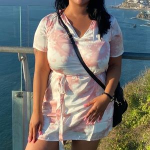 Satin | Minidress | Pink and White